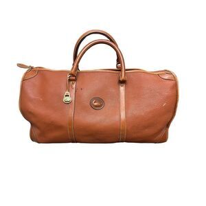 Vintage Dooney & Bourke Brown Pebble Leather Large Duffel Travel Bag
